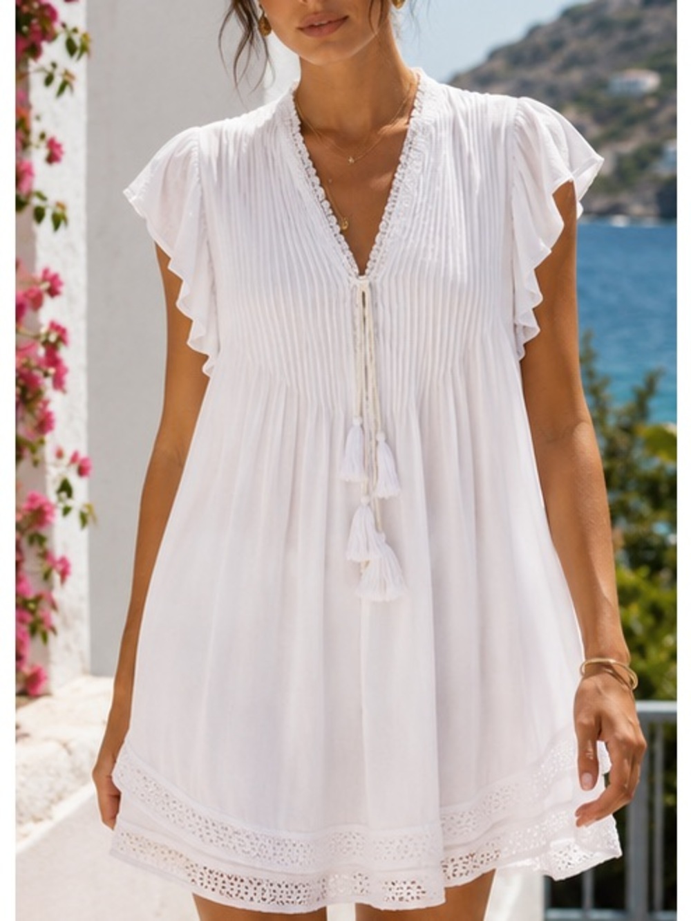 Poupette St Barth Sasha Mini Dress White $350. Excellent Resort Collection XS